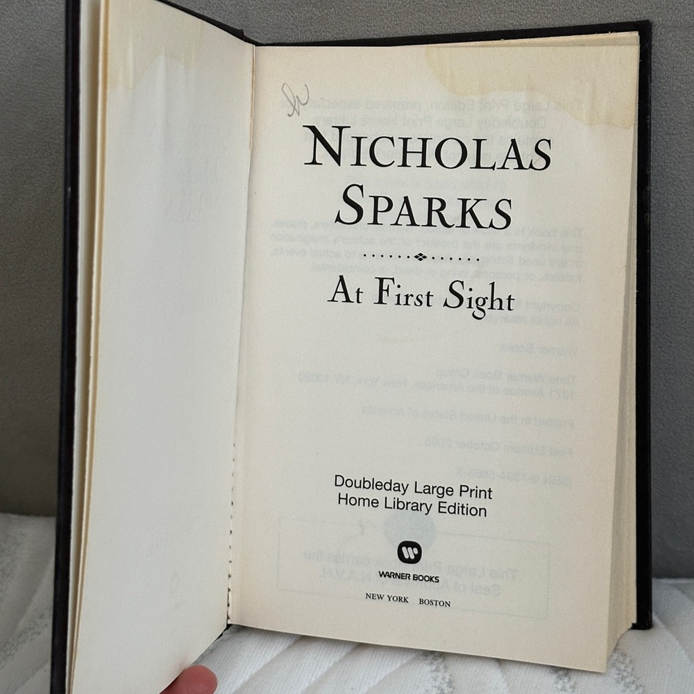 Nicholas Sparks 'At First Sight' Hardcover